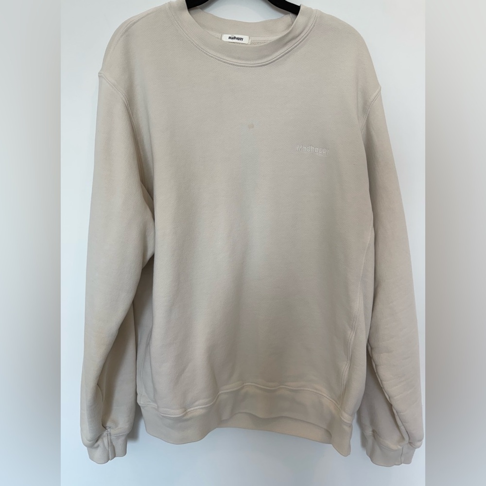 Madhappy Cream Crewneck Sweater Relaxed Fit